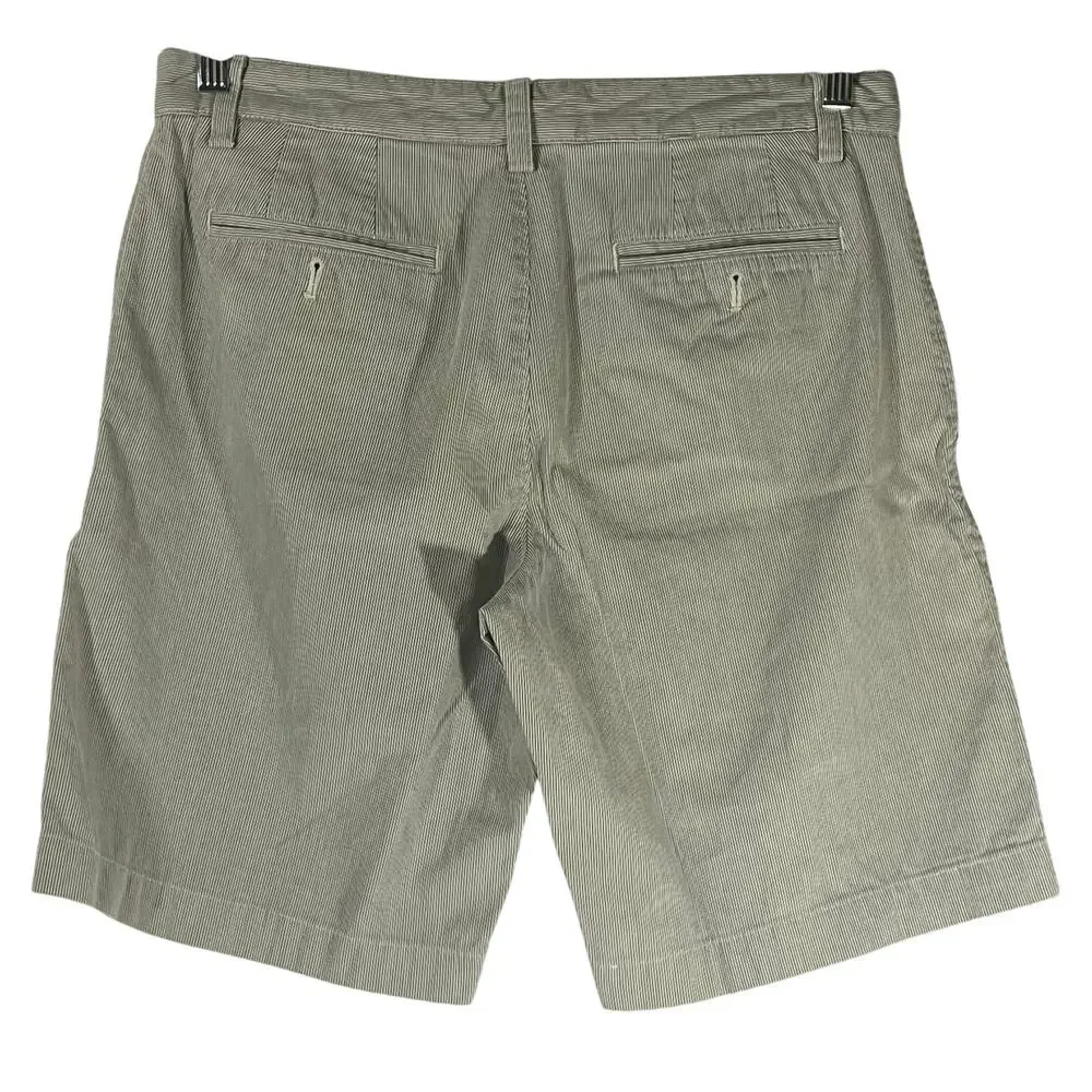 Banana Republic Grey White Pinstripe Casual 100% Cotton Chino Shorts Size 32